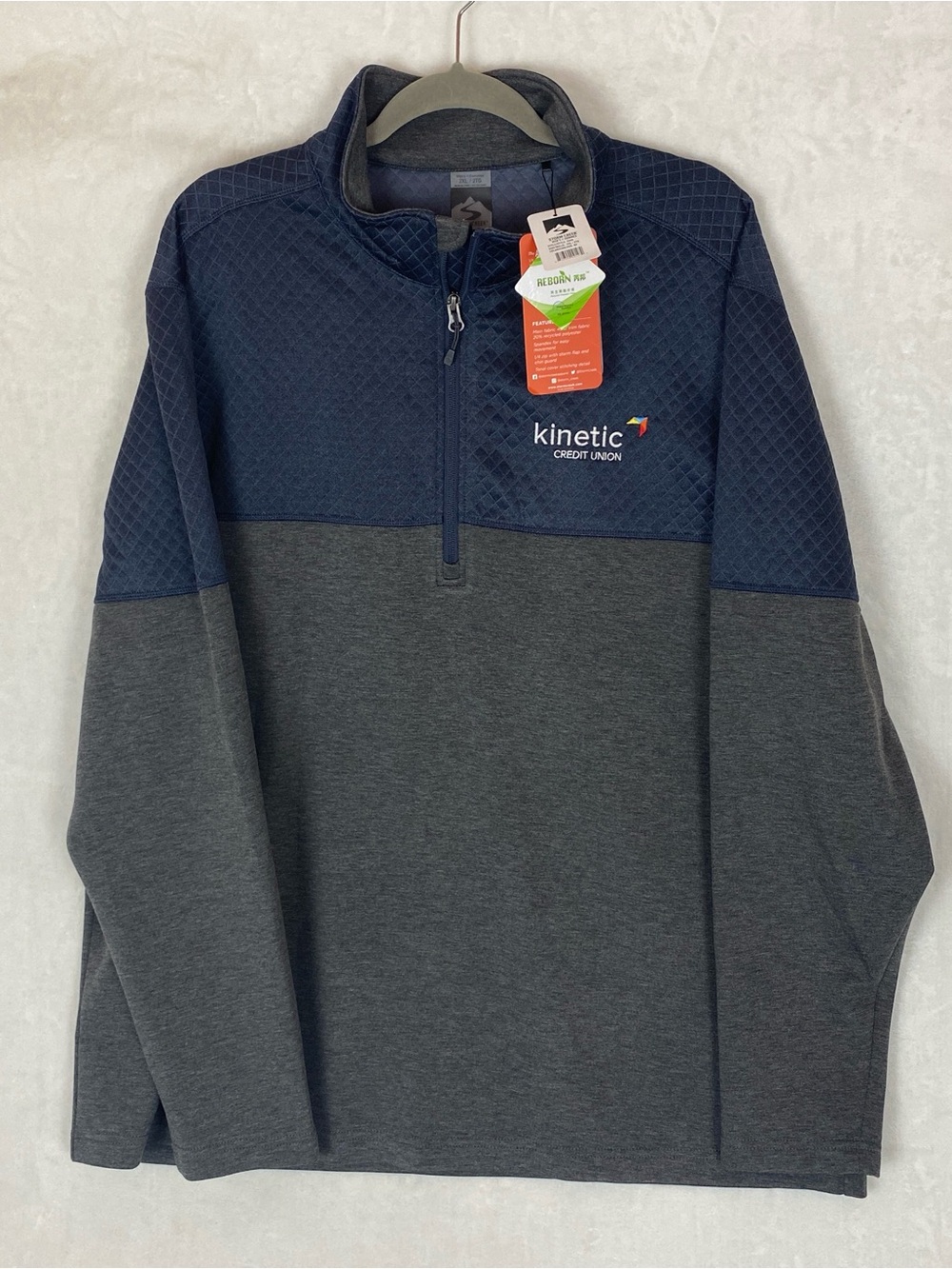 Kinetic Credit Union Men's Navy and Gray Quarter-Zip Pullover
